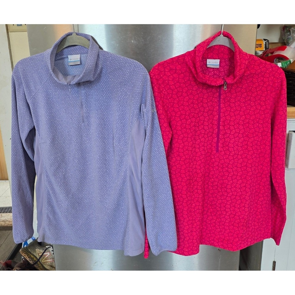 Columbia Womens L 1/4 Zip Fleece Pullover Pink Lavender Lot of 2 gorpcore